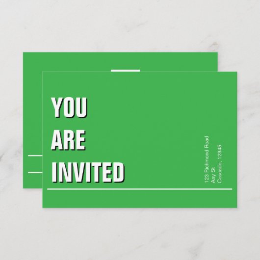 Kelly Green Minimal Invitation de l'église (Devant / Derrière)