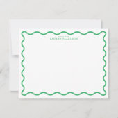 Kelly Green Modern Wavy Border Note Card Kaart (Voorkant)