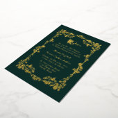 Kelly Green Ornate Rose Frontière Foil Invitation (Rotation)