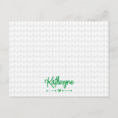 Kelly Green Personalized Knit Stitch Briefkaart (Voorkant)