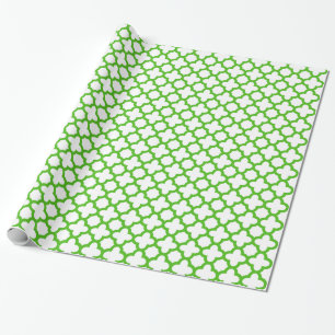 Kelly Green Quatrefoil Pattern Cadeaupapier