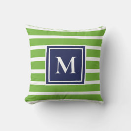 Kelly Green Stripe Modern Monogram Kuststrand Kussen