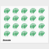 Kelly Green Tropical Palm Tree Leaf Cute Wedding Ronde Sticker (Vel)