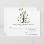 Kelly Green Whimsical Swirl Tree Wedding RSVP (Devant / Derrière)