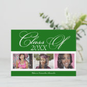 Kelly Green/White 3 Faire-part de diplôme photo (Debout devant)