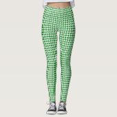 Kelly Green White Houndstooth Leggings (Voorkant)