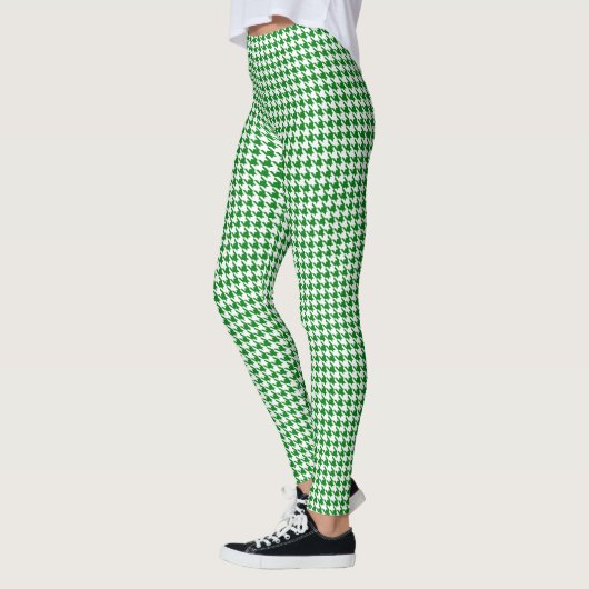 Kelly Green White Houndstooth Leggings (Links)