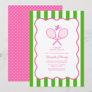 Kelly Groen & Hot Roze Preppy Tennis Bruidsfeest Kaart