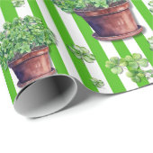Kelly Groene Cute Clover Pot St. Patrick Dag Cadeaupapier (Rol Hoek)