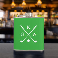 Kelly groene en witte golfclubs met monogram