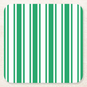 Kelly-groene en witte strepen van snoep vierkante kartonnen onderzetter