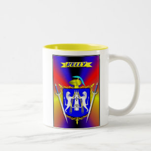 KELLY IRISH FAMILY HERALDIC SHIELD AND CREST TWEEKLEURIGE KOFFIEMOK