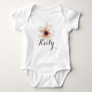 Kelly Naam Baby Meisje Kleding Custom Flower Pink Romper