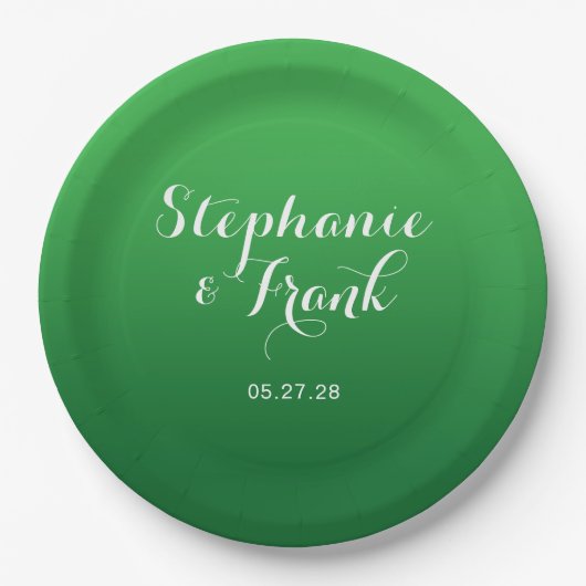 Kelly naar Forest Green Gradient Wedding Papieren Bordje (Voorkant)