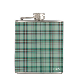 Kelly Tartan Monogram Mint Groen Plaid Heupfles