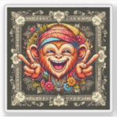 "Kelly the Chill Monkey" Vinyl Sticker (Voorkant)