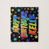 "KELLY" Voornaam, Fun "HAPPY BIRTHDAY" Legpuzzel (Verticaal)