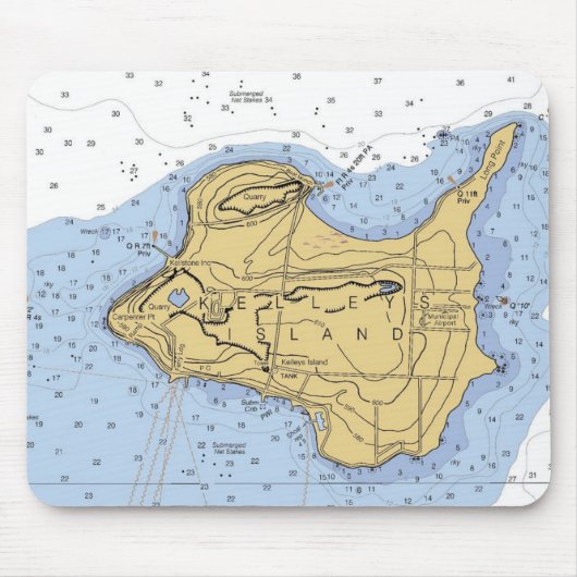 Kellys Island, OH Nautical Chart Mousepad Muismat (Voorkant)