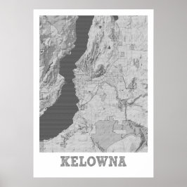 Kelowna - Canada Pencil City Map Poster