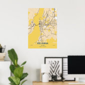 Kelowna - Canada Yellow City Map Poster (Thuiskantoor)