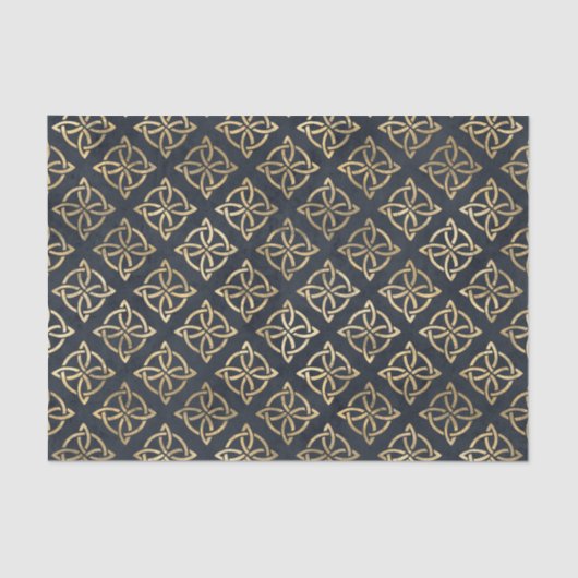 Keltic Knot Blue Gold Irish Pattern Tissuepapier (Voorkant)