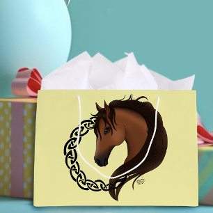 Keltisch bruin paard geel groot cadeauzakje