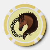 Keltisch bruin paard geel poker chips (Achterkant)