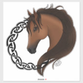 Keltisch bruin paard geel sticker (Vel)