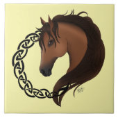Keltisch bruin paard geel tegeltje (Voorkant)