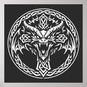 Keltisch drakenembleem van BurnsInHell Poster