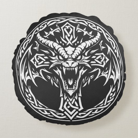 Keltisch drakenembleem van BurnsInHell Rond Kussen (Voorkant)