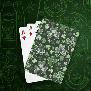 Keltisch Klaverpatroon Groen Ierse Harten Pokerkaarten