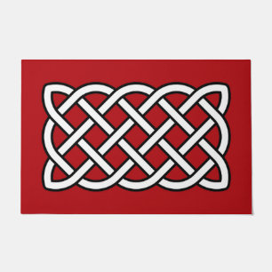 Keltisch knooppatroon, diep rood, zwart en wit deurmat