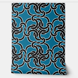 Keltisch knooppatroon Elegant Modern Zwart & Blauw Behang