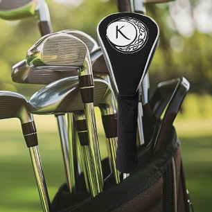 Keltisch Knoopwerk Maan Cirkel Monogram Zwarte Wit Golfheadcover