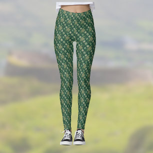 Keltisch kruis en Ierse klaver groene vintage look Leggings