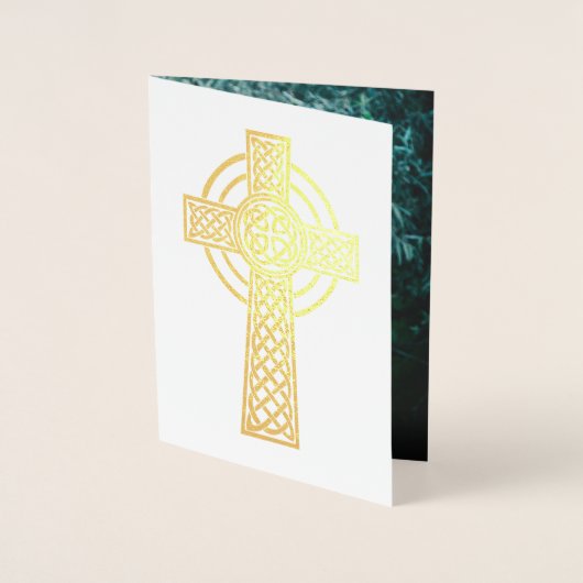 Keltisch Kruis Ierse Katholieke Trouwaankondiging Folie Kaarten (Voorkant)