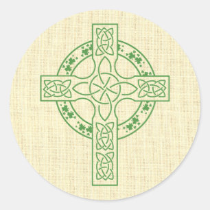 Keltisch kruis met shamrockring ronde sticker