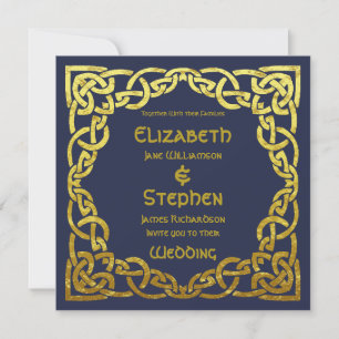 Keltisch Navyblauw Nep Gouden Keltische Knoop Tr Kaart