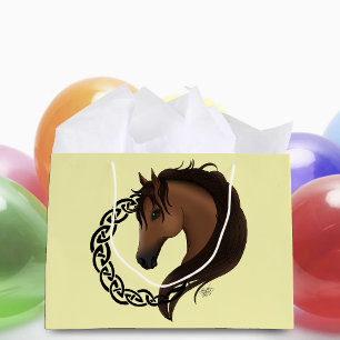 Keltisch Paard Geel Knoopwerk Cirkel Mythisch Equi Groot Cadeauzakje