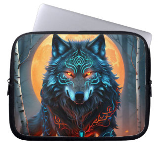 Keltische blauwe wolf laptop sleeve