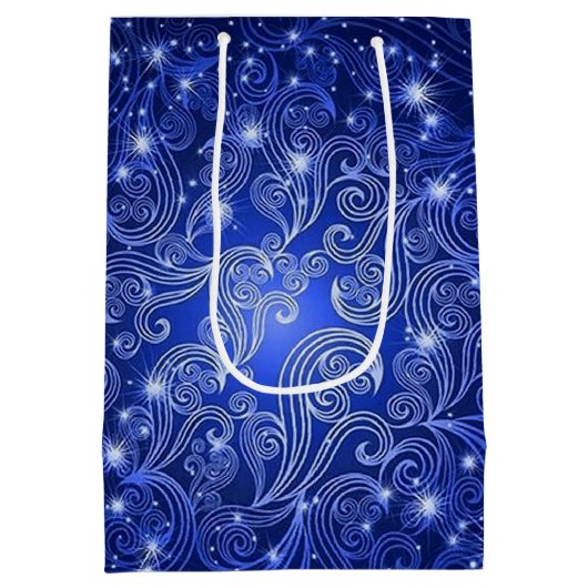 Keltische Blauwe Zwemelen & Stars Gift Bag Medium Cadeauzakje (Achterkant)