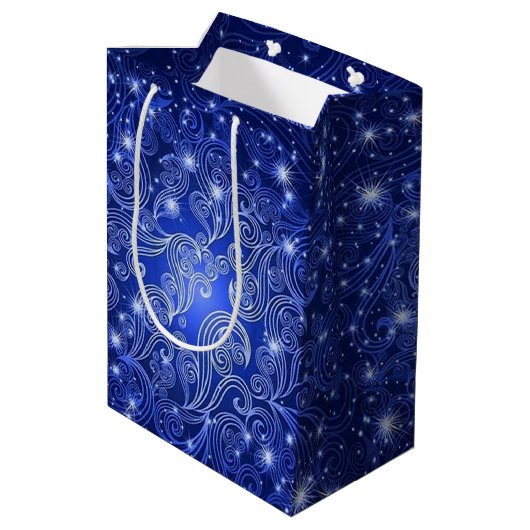 Keltische Blauwe Zwemelen & Stars Gift Bag Medium Cadeauzakje (Achterkant Gekanteld)