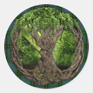 Keltische boom van het leven en LAN MacInnes Tarta Ronde Sticker