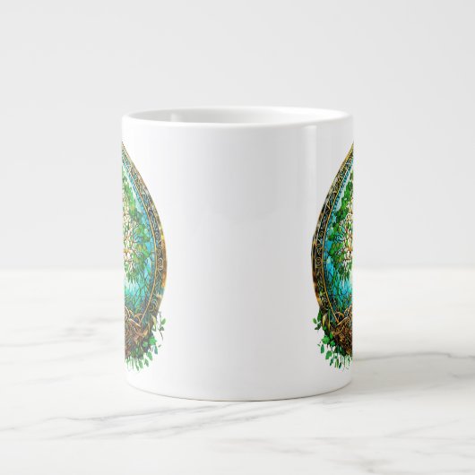 Keltische boom van het leven in smaragdgroen extra grote beker (Voorkant)