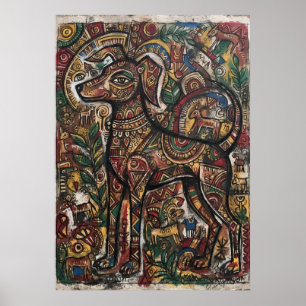 Keltische bosdieren folk art poster