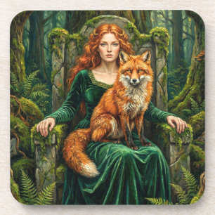Keltische boskoningin Roodvoshegeheks Fantasy Art Bier Onderzetter