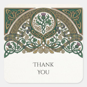 Keltische Distel Dank U Trouwsticker Vierkante Sticker