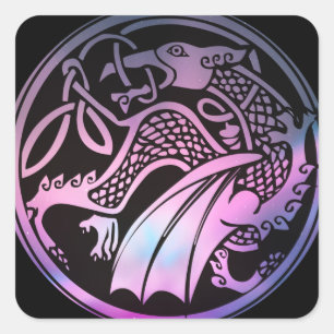 Keltische draak vierkante sticker