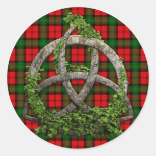 Keltische Drievuldigheidsknoop en Clan Kerr Tartan Ronde Sticker